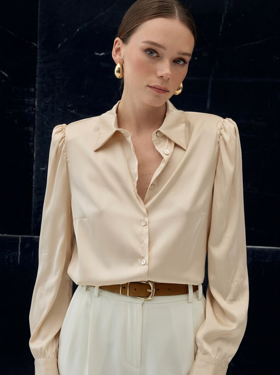 Champagne Silk Blouse